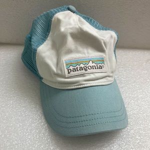 Patagonia light blue trucker hat adjustable strap